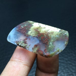 Genuine Scenic Moss Agate Cabochon, Unique Natural Stone Cabochon, Landscape Moss Agate Cabochon 44 x 25 x 6 mm image 5