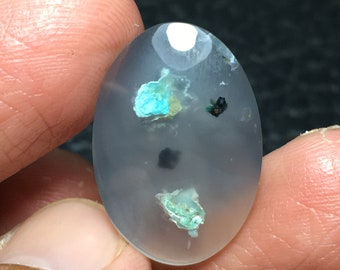Chrysocolla in Chalcedony Cabochon 24x17x5 mm