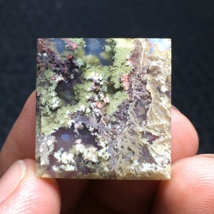 Moss Agate Cabochon 23x22x4 mm image 3