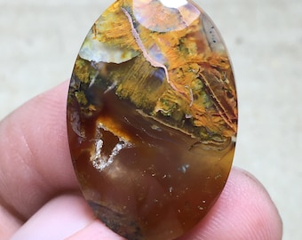 Copper With Druzy Chalcedony Cabochon (28x18x6) mm