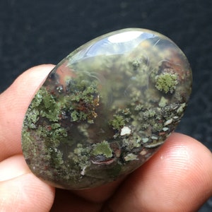 Scenic Moss Agate Cabochon 32x22x6 mm imagem 5