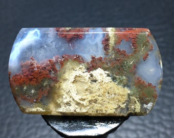 Genuine Scenic Moss  Agate Cabochon, Unique Natural Stone Cabochon, Landscape Moss Agate Cabochon (44 x 25 x 6) mm