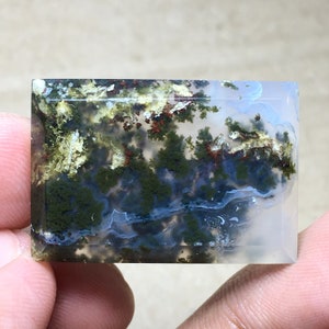 Scenic Green Moss Agate Cabochon 30x21x6 mm image 4