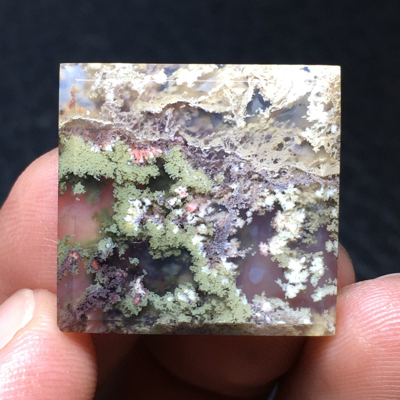 Moss Agate Cabochon 23x22x4 mm image 4