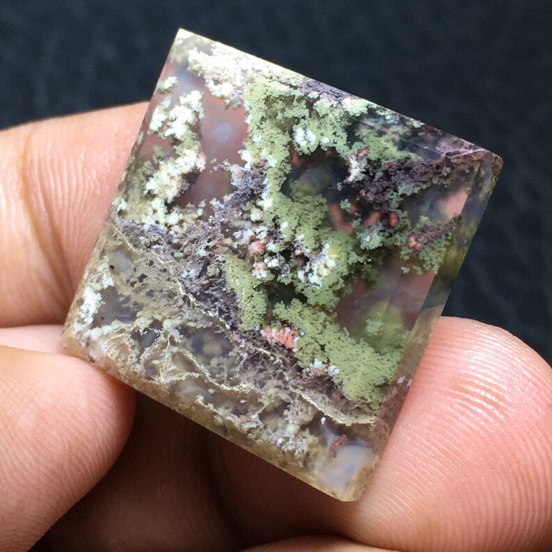 Moss Agate Cabochon 23x22x4 mm image 6