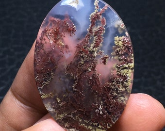 Scenic Moss Agate Cabochon (41x29x6) mm