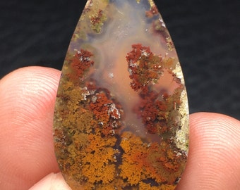 Moss Agate Cabochon (36 x 19 x 6) mm