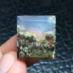 Scenic Moss Agate Cabochon 20x17x5 mm