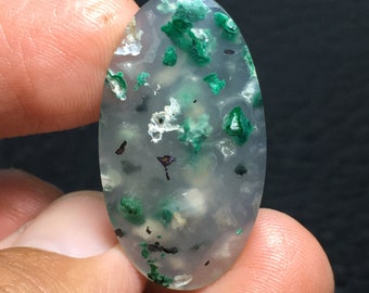 Chrysocolla In Chalcedony Cabochon 33x18x6 mm