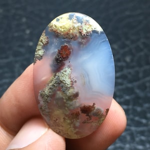 Scenic Moss Agate Cabochon 32x20x5 mm