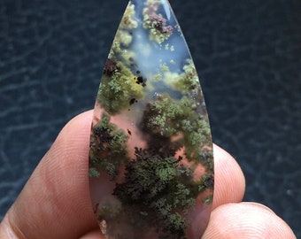 Genuine Scenic Moss  Agate Cabochon, Unique Natural Stone Cabochon, Scenic Moss Agate Cabochon (43x19x5) mm