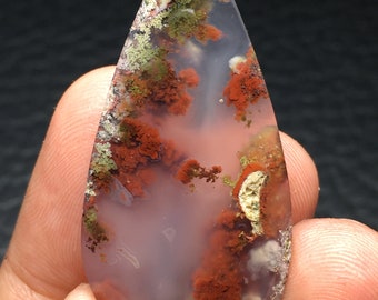 Scenic Moss Agate Cabochon 46x22x5 mm