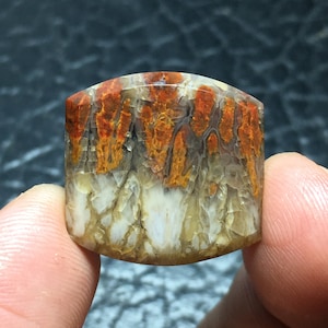 Fire Plume Agate Cabochon 20x19x5 mm