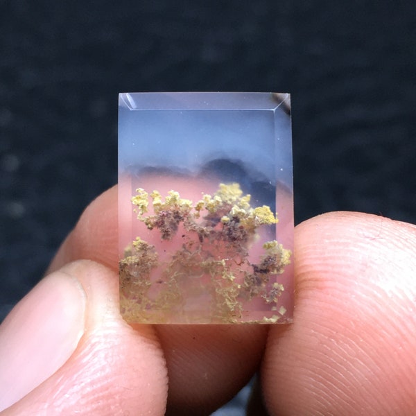 Scenic Moss Agate Cabochon 15x11x3 mm