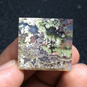 Moss Agate Cabochon 23x22x4 mm image 2