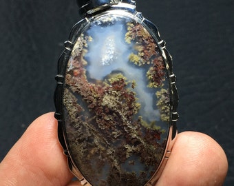 Scenic Moss Agate Pendant 43x25x5 mm