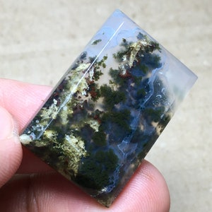 Scenic Green Moss Agate Cabochon 30x21x6 mm image 5