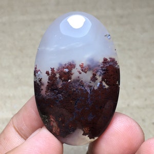 Scenic Red Moss Agate Cabochon 40x25x7 mm
