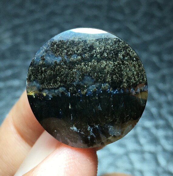 Black Plume Agate Cabochon 19x19x5 Mm Etsy
