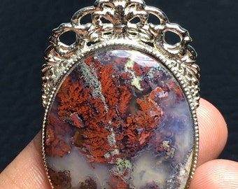 Genuine Scenic Moss  Agate Cabochon, Unique Natural Stone Cabochon, Scenic Moss Agate Cabochon Pendant (37x28x5) mm