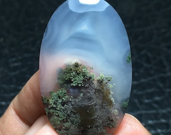 Scenic Moss Agate Cabochon 36x22x6 mm