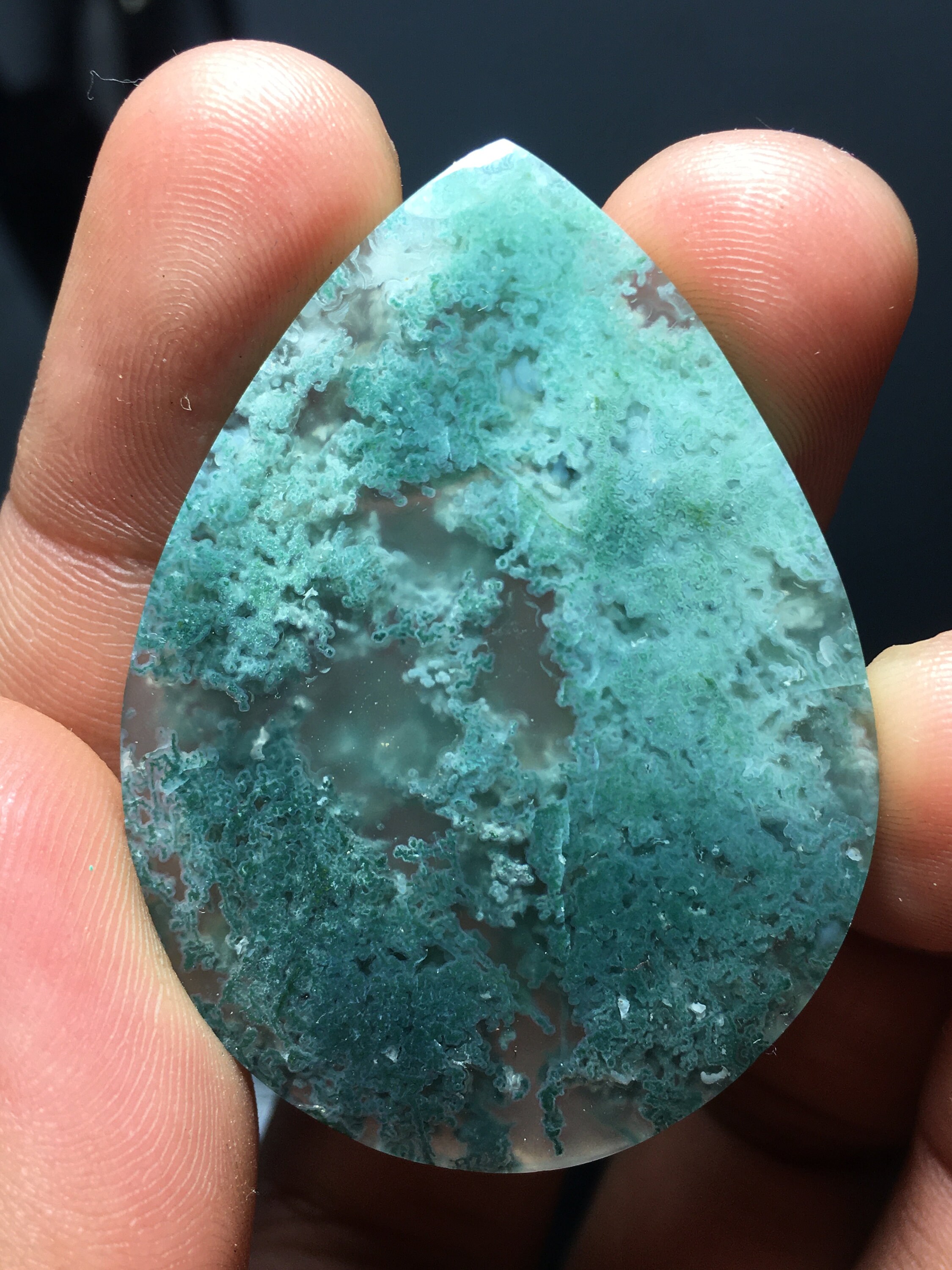 Bluish Green Moss Agate Cabochon | Etsy