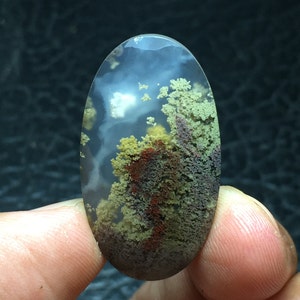 Beautiful Moss Agate Cabochon 33x18x6 mm