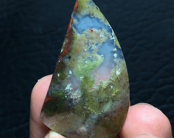 Genuine Scenic Moss  Agate Cabochon, Unique Natural Stone Cabochon, Scenic Moss Agate Cabochon (49x24x5) mm