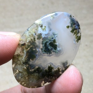 Scenic Moss Agate Cabochon 35x24x5 mm image 6