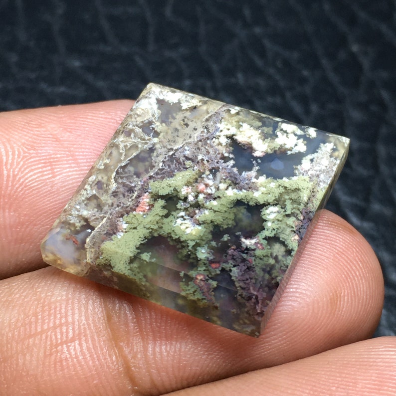 Moss Agate Cabochon 23x22x4 mm image 8