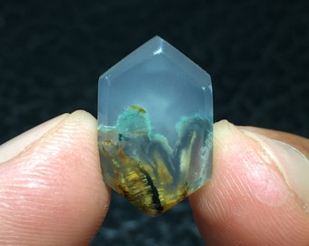 Chrysocolla With Copper in Chalcedony Cabochon 18x11x5 mm