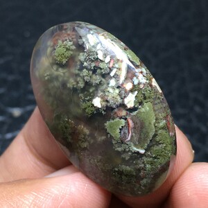 Scenic Moss Agate Cabochon 32x22x6 mm image 6