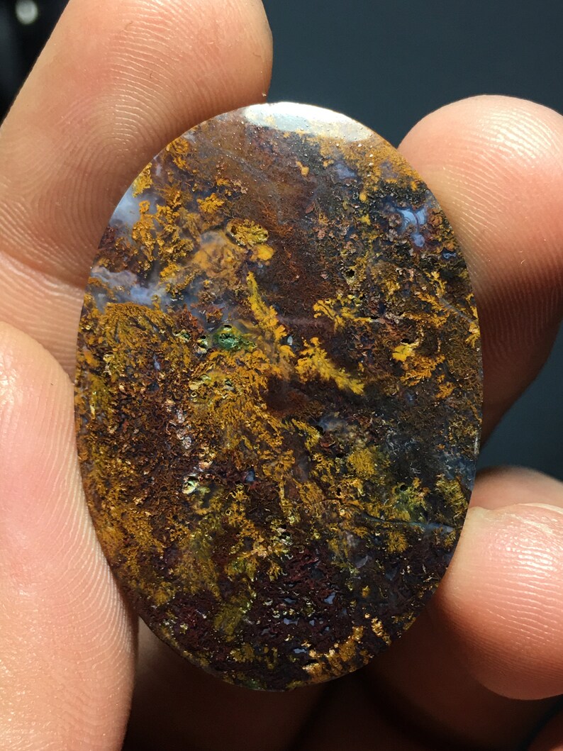 Brown Moss Plume Agate cabochon | Etsy