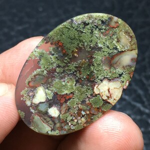 Scenic Moss Agate Cabochon 32x22x6 mm image 7