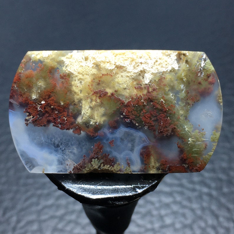 Genuine Scenic Moss Agate Cabochon, Unique Natural Stone Cabochon, Landscape Moss Agate Cabochon 44 x 25 x 6 mm image 2