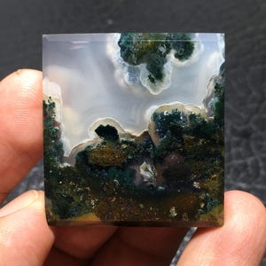 Moss Agate Rectangle Shaped Cabochon 38x35x6 mm