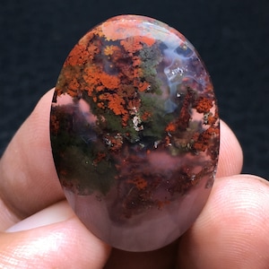 Scenic Moss Agate Cabochon 32x22x6 mm