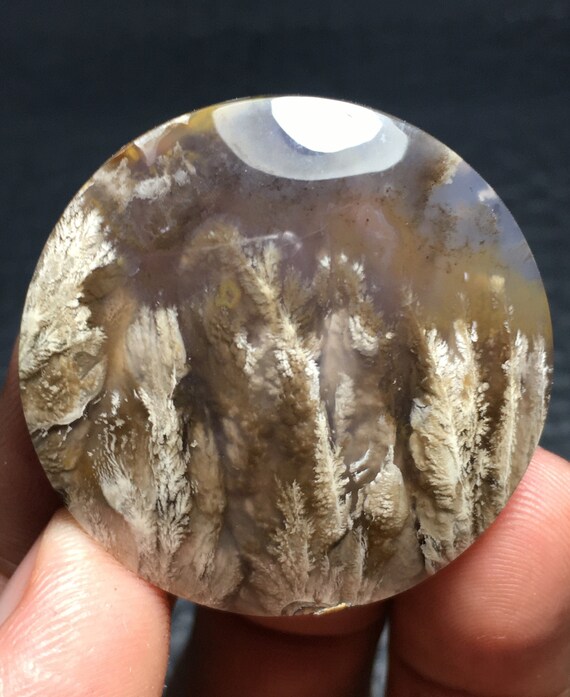 Plume Agate Round Shaped Cabochon 36x36x6 mm