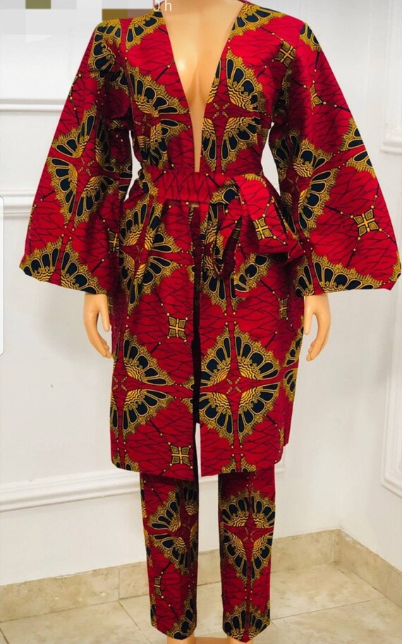 african print wrap dress