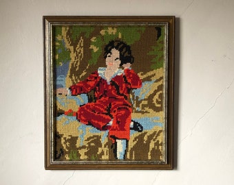 Vintage Needlepoint Art - Vintage Framed Needlepoint Art