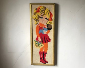 Vintage Needlepoint Art - Vintage Framed Needlepoint Art