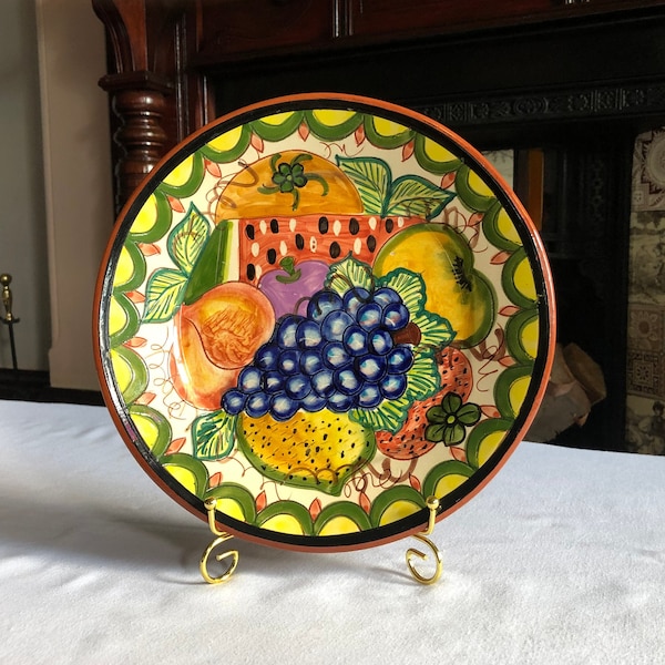 Vintage Decorative Plate - Handmade Decorative Plate - Carved Plate - Pottery Art Plate - Vintage Carvings of FruitsLopes Art Pottery Plate