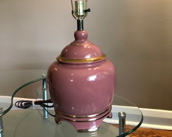 Lampada in ceramica vintage - Lampada rosa vintage - Lampada da tavolo rosa vintage - Lampada da tavolo vintage - Lampada da tavolo alta in ceramica rosa salmone vintage