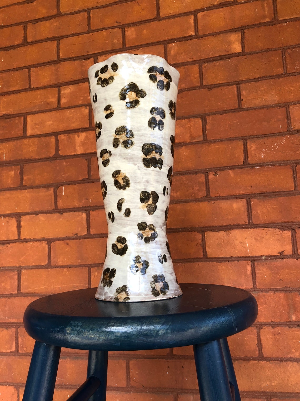 Handmade Vase Leopard Print Vase Tall Stoneware Vase Etsy UK