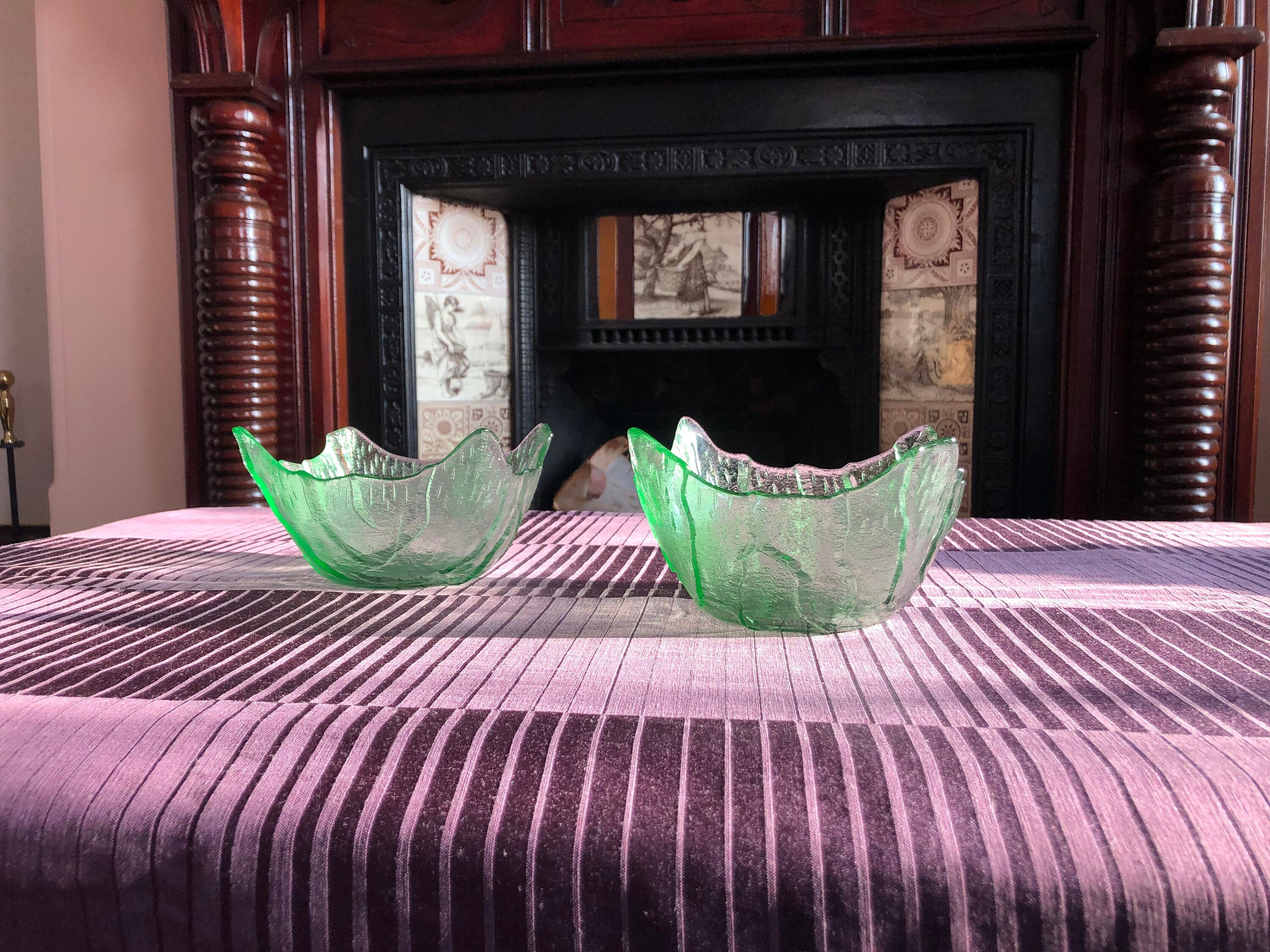 Bols petit déjeuner en verre vintage ocre et vert - Ressourcerie Histoires  Sans Fin
