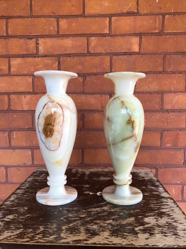 Vintage Onyx Stone Vases Onyx Vases Onyx Flower Vases Etsy Canada