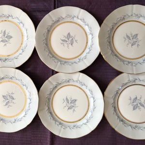 Vintage Scalloped Plates -  Vintage Set of Plates - Set of 6 Plates - Mid-Century Northumbria AG Morning Mist Hand-Painted Dinner Plates