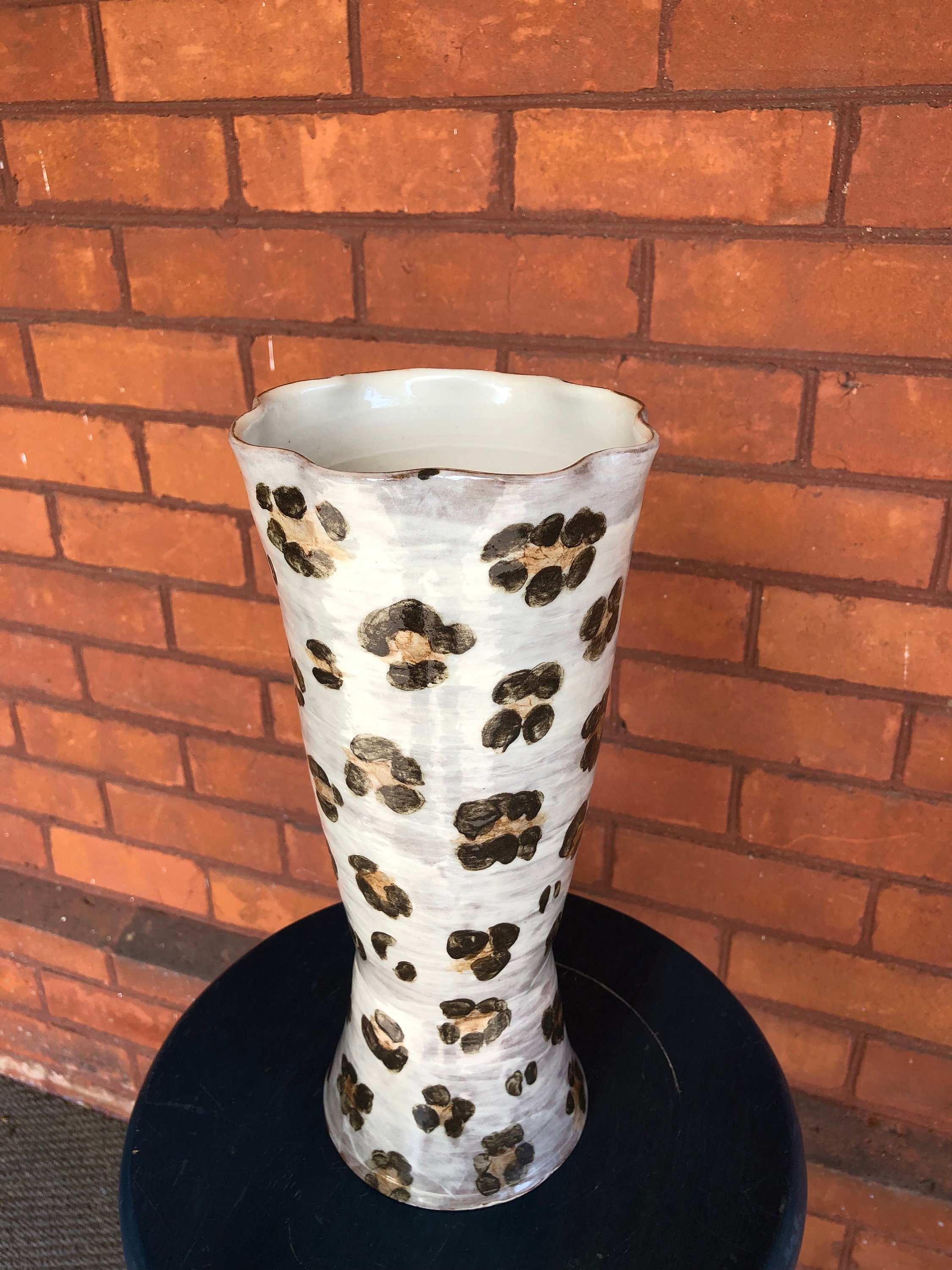 Handmade Vase Leopard Print Vase Tall Stoneware Vase Etsy UK