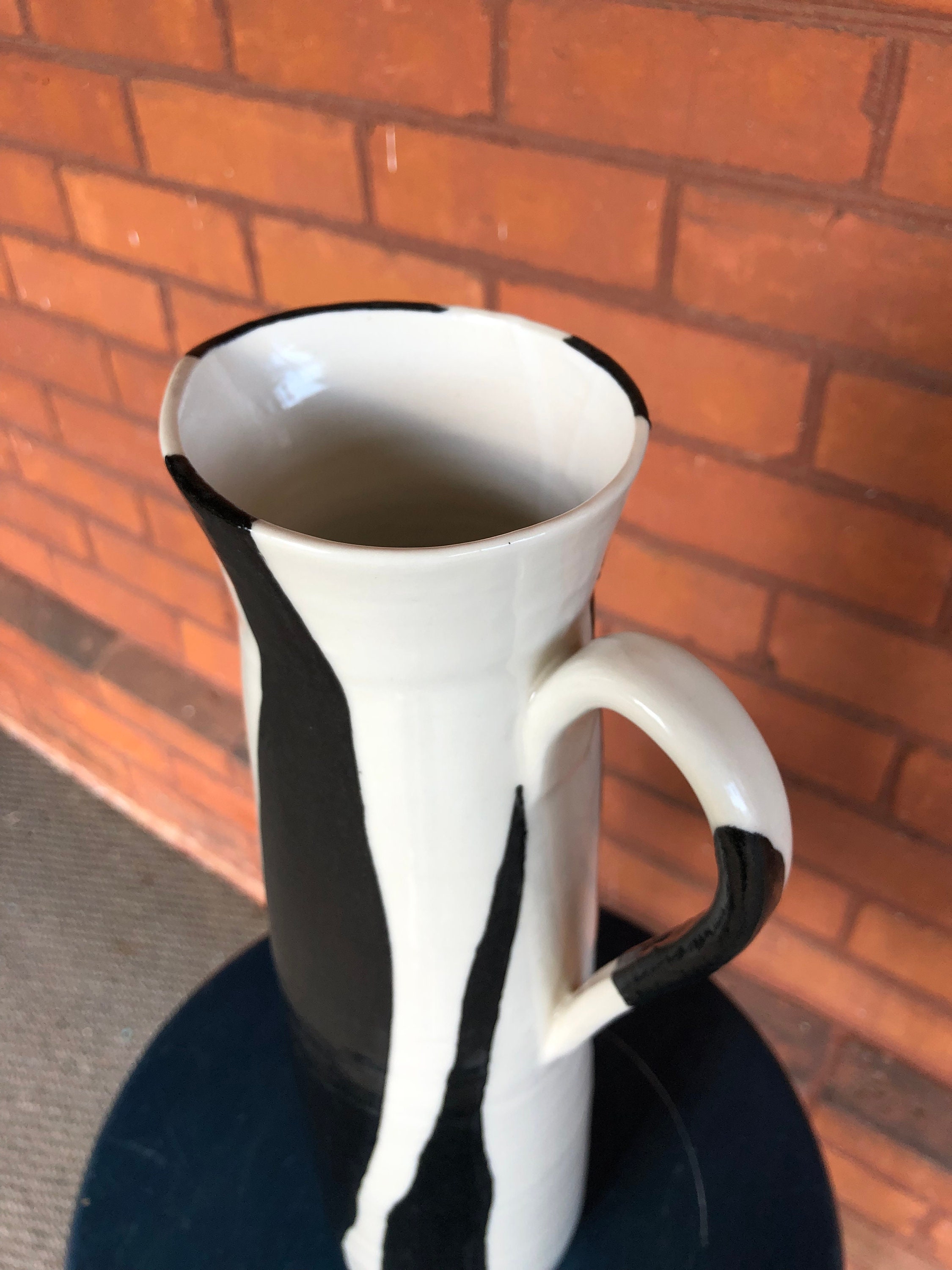 Pitcher Zebra Flower Pitcher - Flower Vase - Hand Made Zebra Print Stoneware Pitcher ...