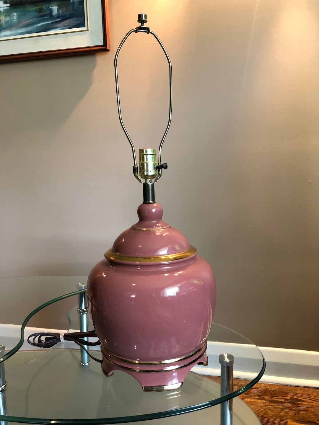 Vintage Ceramic Lamp Vintage Pink Lamp Vintage Pink Table Lamp Vintage